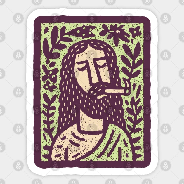 Meditative Jesus | Sacred Herbal Sacrament Sticker by TuncGK